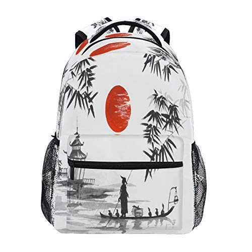 GIGIJY - Mochila de pintura tradicional japonesa, ideal para la escuela, para viajes, informal, para niños, niñas, niños, hombres y mujeres