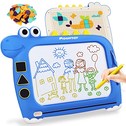 MOONTOY Pizarra Magnetica Infantil Juguetes Niños 2 Años, 2 en 1 Pizarra Magica Tangram Shapes Puzzle, Pizarra Magnética Juegos Educativos Niños 2 Años, Tableta Dibujo Regalo Niña 2 3 4 5 Años