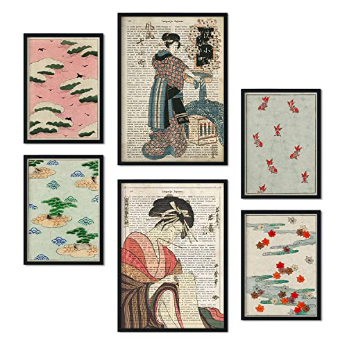 Nacnic Set de 6 Posters de Japón. Colección de láminas con estética Collage para la decoración de Interiores. Tamaños A3 y A4. Sin Marco.