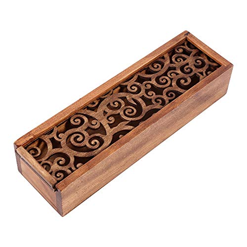 VIFER Estuche de lápices de 4 Tipos Estuche Cajas de Madera Vintage Organizador de Almacenamiento de Papelería Caja de Regalo para Estudiantes Escuela Oficina (#1 Swirl Grass Type)