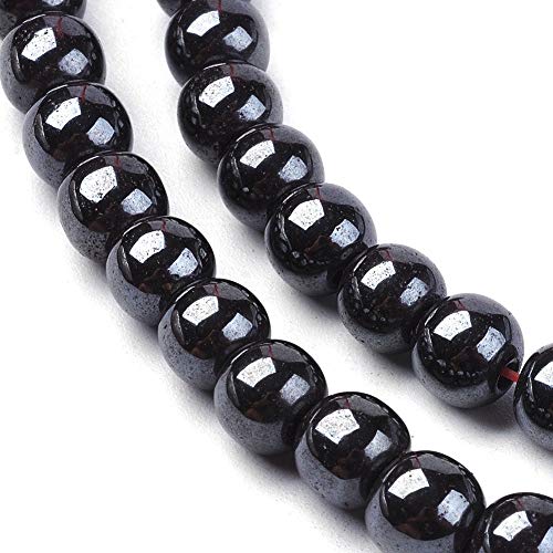 Perlas de hematita negras, 4/6/8 mm, para pulseras redondas, no magnéticas, hematitas, piedras preciosas, 38 cm, 1 cuerda (6 mm – 70 unidades)