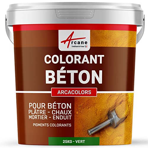 ARCANE INDUSTRIES Pigmentos colorantes para hormigón cemento recubierto mortero losa cal yeso óxido de hierro cromo titanio ARCACOLORS - 25 kg - Verde