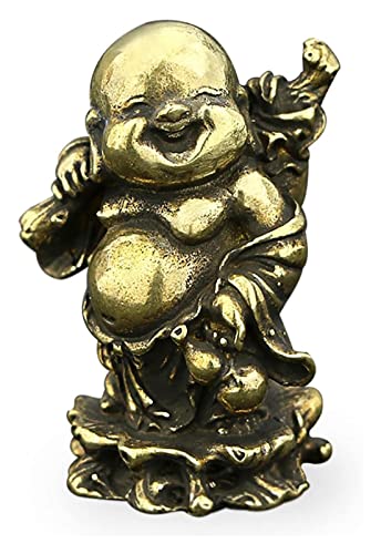 LYDWYX Llavero Estatua Feng Shui Estatua de latón riendo Buda Ksitigarbha Dios de la Tierra Meditación Sala Escultura Trae Tranquilidad Paz Interior Felicidad Mesa de Té Decoración Figurilla para