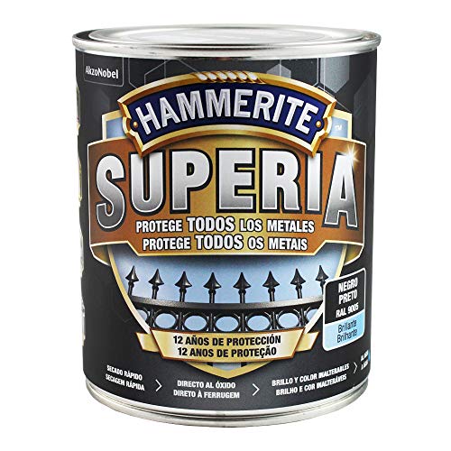 Hammerite Superia Esmalte antioxidante al agua Brillante Negro 750 ml