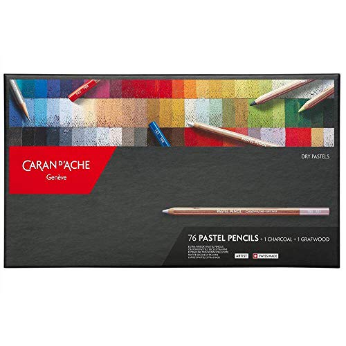 Caran d'Ache Pastel 788376 Artist - Juego de 76 lápices de colores, carboncillo y lápices Grafwood, alta concentración de pigmentos, aplicación cremosa
