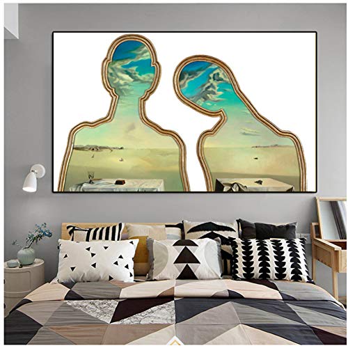 Pintura abstracta moderna del retrato de Salvador Dali cuadros de pared impresos en lienzo decoración de sala de estar art-60x90cm sin marco