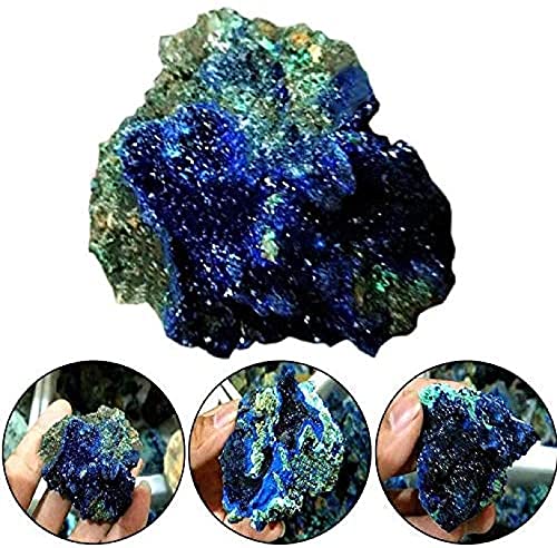 WEIXIANGYU Natural Azurite Malachite Geode Mineral Specimen Reiki Healing Raw Stone Decor for Decorative Flower Pots, Fish Tanks and degaussing 4-6cm