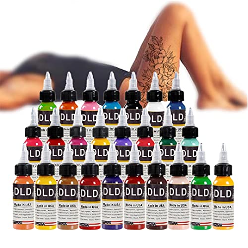 Tinta para tatuaje para todo uso 25 Conjunto de colores primarios Suministros de tatuaje Pigmento para tatuaje permanente Color de pintura corporal 0.5 onza (15 mililitros)