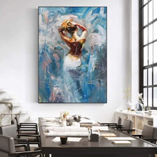 Henry Asencio Mujer abstracta Espalda Arte famoso Impresión en lienzo Pintura Salón Cuadro de pared Decoración del hogar Póster 60x80cm (24x31in) Sin marco