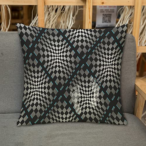 Funda de Cojines de Sofá Funda de Almohada Decorativo,op Art Gunmetal Negro Geométrico Retro cricketdiane,para Silla Cama Habitación Salón Sala de Estar Oficina45x45 cm