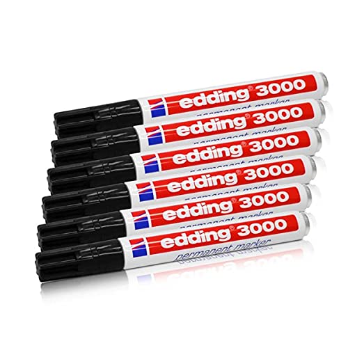 6x Edding 3000 Permanent Marker schwarz 1.5 -3 mm