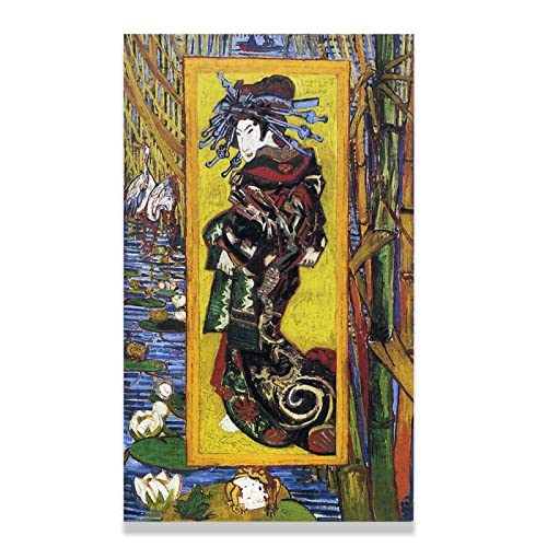 Impresión HD Reproducción de Vincent van Gogh-Paisaje impresionista Pintura al óleo sobre lienzo Póster-Impreso en Lienzo Bastidor(Japonaiserie Oiran, después de Kesai Eisen) 70x125cm(28x49in)marco