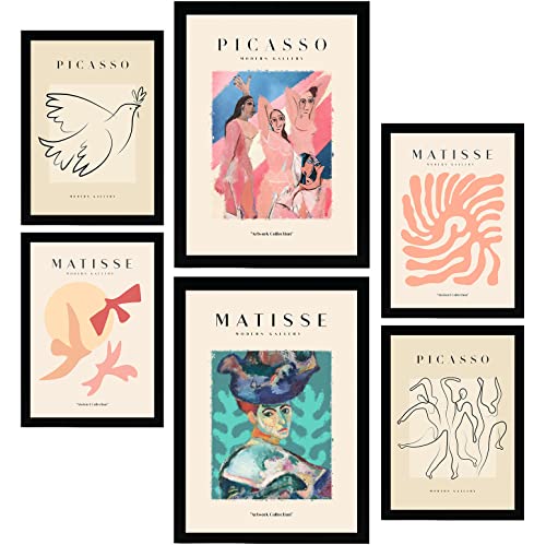 Nacnic Set de 6 Posters de Picasso y Matisse. Cuerpos. Láminas de Fauvismo y Surrealismo para el Diseño y Decoración de Interiores. Tamaños A3 & A4, sin Marcos.