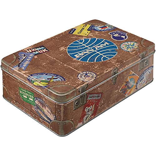 Nostalgic-Art Tarro de Almacenamiento Retro Plano Pan Am – Travel Stickers – Idea de Regalo para los Amantes de los Viajes, Lata de Chapa con Tapa, Diseño Vintage, 2,5 l