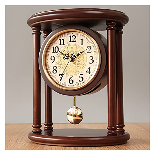 Reloj de Escritorio Reloj de Escritorio Retro Reloj Hogar Sala de Estar Escritorio Reloj de Escritorio Reloj Americano Adornos Madera 2 Colores Creativo (Color : A)