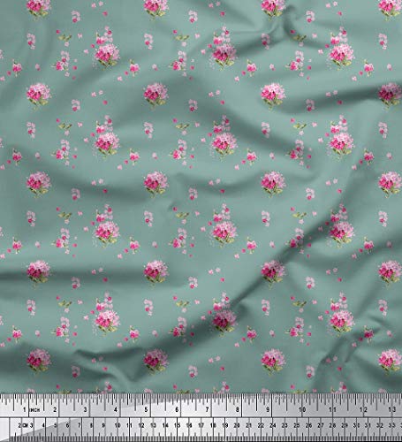 Soimoi Diseoador 58 Pulgadas De Ancho Rayon Viscosa con Estampado Floral 115 gsm Tela por Metros - Azul Griso¡CEO