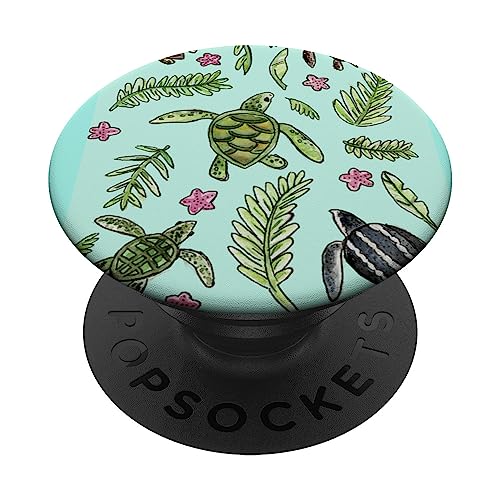 Lindo bebé tortugas marinas en acuarela océano verano patrón PopSockets PopGrip Intercambiable