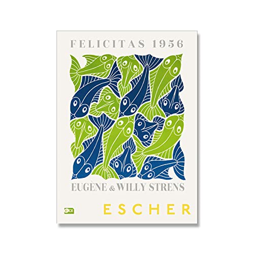 M.C Escher Posters Obras de arte abstractas Exposición Arte de la pared M.C Escher Modern Canvas Painting Gallery Prints Pictures para la decoración del hogar 50x70cmx1 Sin marco