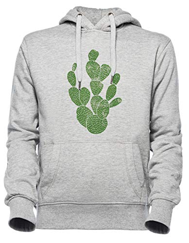 Linograbado Cactus # 1 Unisexo Gris Sudadera con Capucha Hombre Mujer Unisex Grey Jumper Men's Women's