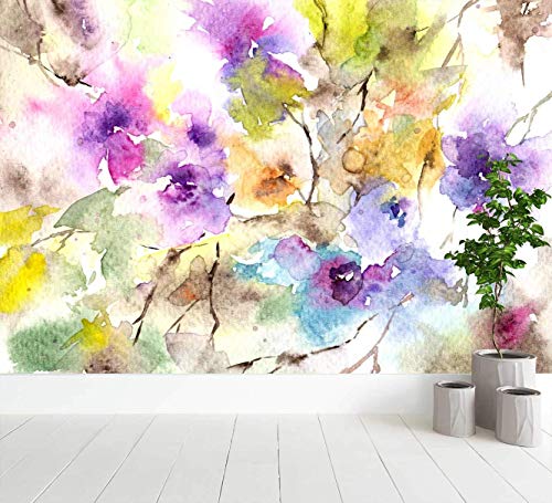 Oedim Papel Pintado para Pared Acuarelas Formando Flores | Fotomural para Paredes | Mural | Papel Pintado |350 x 250 cm | Decoración comedores, Salones, Habitaciones