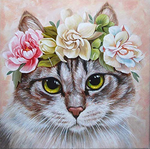 ParNarZar 5D Kits de Arte de Cristal con Pintura de Diamante Completo por números, Gato con una Corona, Pintura con Diamantes Cuadrados, Bordado, Punto de Cruz, Mosaico, Lienzo 40 x 40 cm