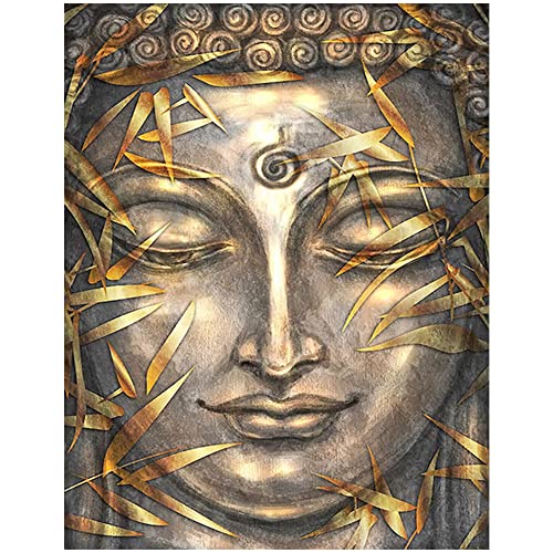 DIY Diamond Painting 5D Pintura de Diamantes Cara de Buda Kit Completo Cuadros Diamantes Pintar por Numeros Kit de Punto de Cruz Adultos Cristal Diamante Bordado Pinturas para Decoración 30x40cm