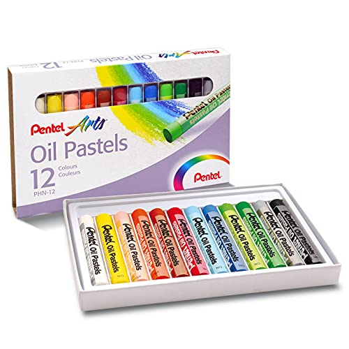 Pentel PHN-12 - Caja de 12 pasteles de aceite, colores surtidos