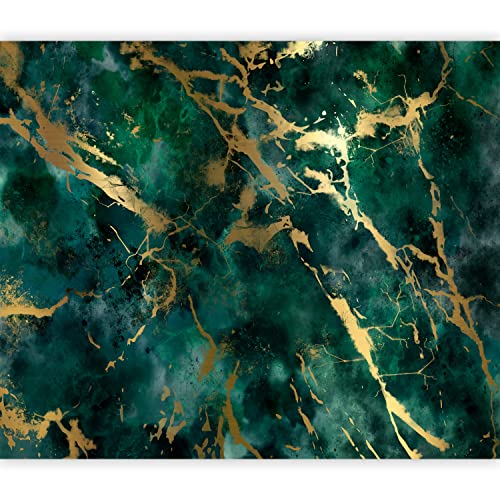 murando Fotomurales Muro de piedra 350x256 cm XXL Papel pintado tejido no tejido Decoración de Pared decorativos Murales moderna de Diseno Fotográfico mármol Abstracto 3D oro verde f-A-10004-a-a