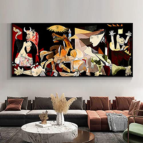 Picasso Guernica Art Paintings Print On Canvas Art Reproducciones de obras de arte famosas de Picasso Cuadros de arte de pared para decoración del hogar 60x145cm (24''x57 '') Marco interior