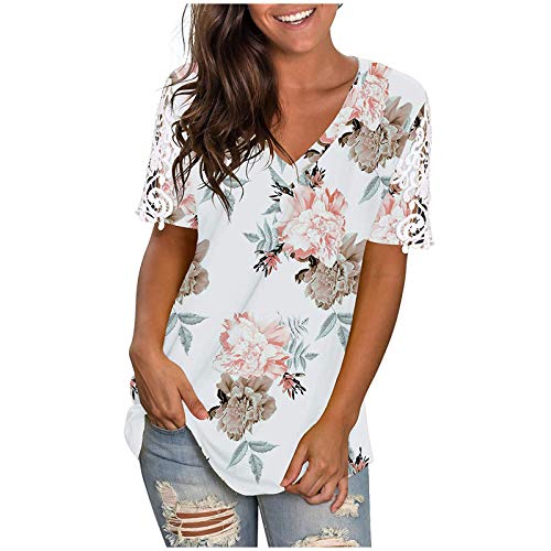 Mujeres V Cuello Camiseta Short Blouse out Hollow Printing Fashion Mangas Tops Women's Blouse Camisetas Mujer Coral Camiseta Texto Mujer Camiseta Mujer Manga Corta Dibujos