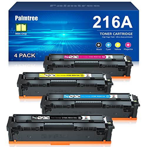 Palmtree 216A [con Chip] Cartuchos de Tóner Compatible con HP 216A W2410A W2411A W2412A W2413A para Color Laserjet Pro MFP M183fw M182n M182nw M155a M155nw (Negro Cian Amarillo Magenta, Paquetes de 4)