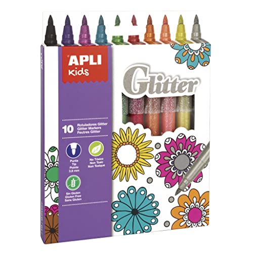 APLI Kids 18218 - Rotuladores Glitter , 10 Colores Purpurina