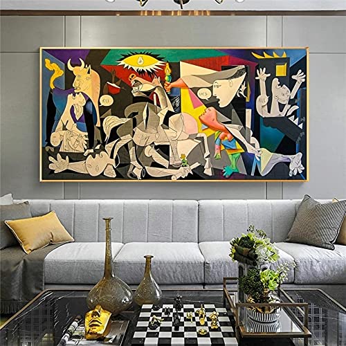 Impresiones en lienzo Giclee Guernica de Picasso Reproducciones de pinturas en lienzo Famosos carteles de arte de pared Cuadros de Picasso Decoración 35x72cm (13.8x28.3in) Sin marco