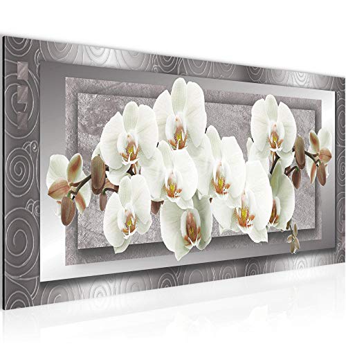 Runa Art Cuadro Decorativo Flores Orquídea 1 Parte Moderno Cuadro Lienzo no Tejido para Sala Abstracto Gris Beige 205412b