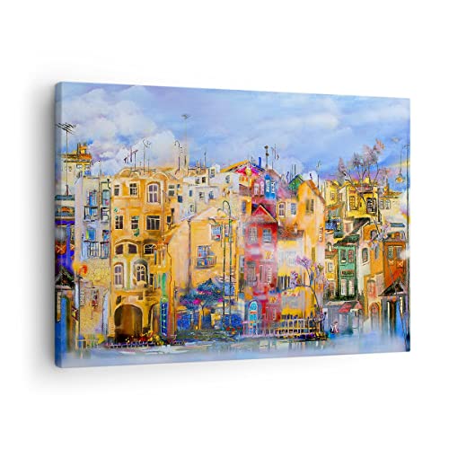 ARTTOR Cuadros sobre lienzo Ciudad Arquitectura Adosados Viajes 70x50cm Lienzos decorativos Cuadros decoracion Cuadro salon Cuadros modernos Cuadros decorativos Wall art decorativo AA70x50-3419