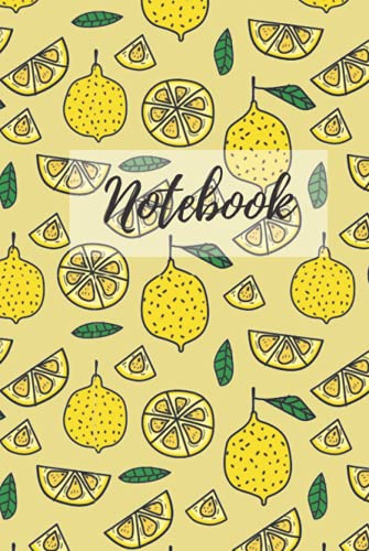 lemon pattern hardback diary journal cute aesthetic pastel yellow 120 lined pages