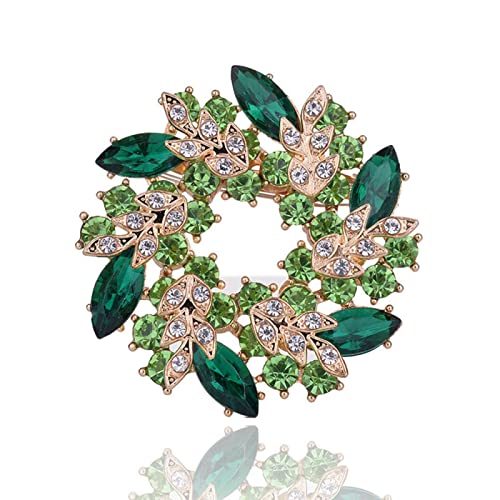 NOREH Broche De Diamantes De ImitacióN para Damas Vintage,Broche de Corona de Cristal acr铆lico, Verde,Broche para Mujer