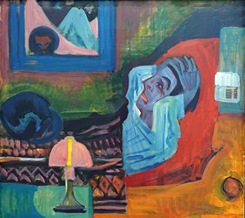 NOVEMS Póster Retro Modernos Mural Fotos Pinturas famosas Autorretrato como bebedor de Ernst Ludwig Kirchner para la decoración de la sala de estar 60x90cm