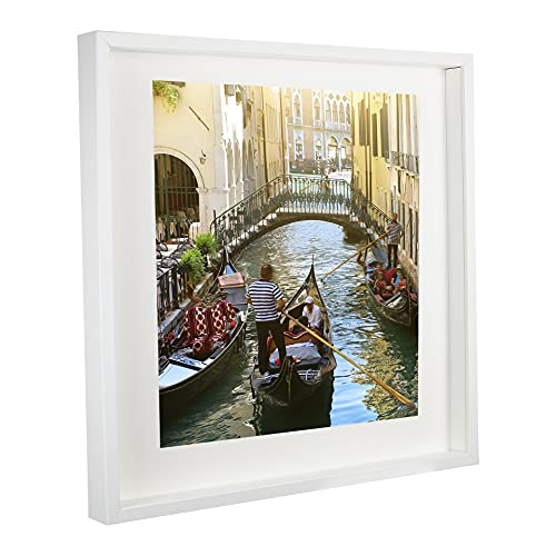 BD ART 50 x 50 cm Box 3D Marco de Fotos Profundo con Paspartu 30 x 30 cm, Color Blanco