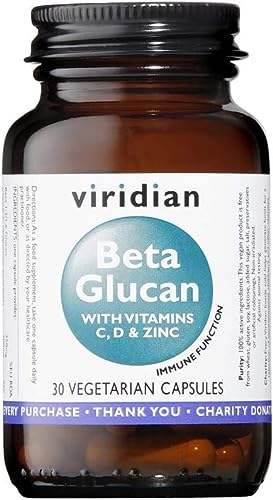 Viridian Beta Glucano 250mg con Vitamina C, D3 & Zinc - 30 Cápsulas