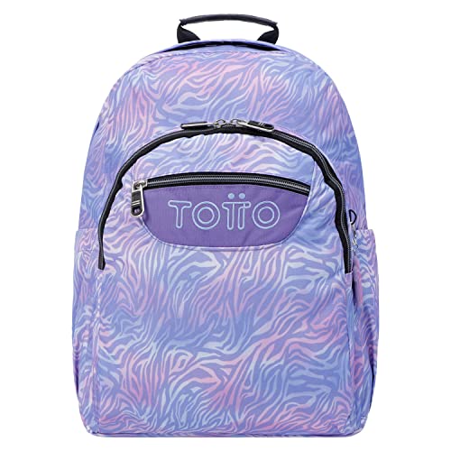 TOTTO Mochila escolar adaptable a carro morado cebra - Acuareles