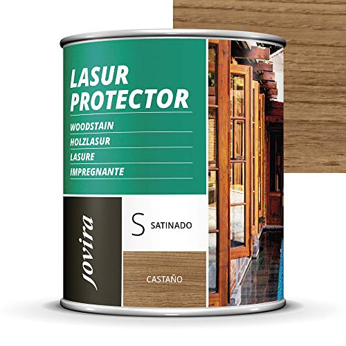 Lasur Protector Satinado (7 colores) Protege, decora y embellece todo tipo de madera (750 Mililitros, castaño)