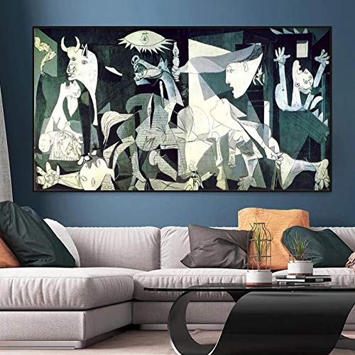 Kuingbhn Famoso Guernica-Picasso's Canvas Painting Copy Wall Poster Art Prints Picasso Picture Decoración de la pared del hogar 35x70cmx1pcs Sin marco