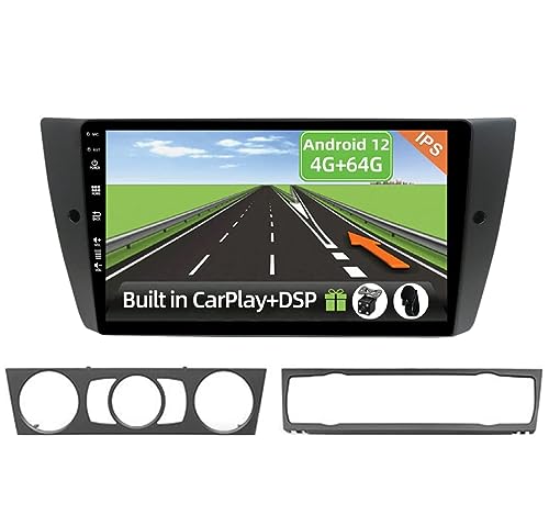 YUNTX Android 12 [4GB+64GB] 2 Din Autoradio para BMW E90/E91/E92/E93 (2005-2012)-[Integrado CarPlay/Android Auto/DSP/GPS]-IPS 2.5D 9