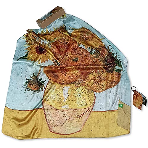all sas Pañuelo de seda con estampado de cuadros Van Gogh, Girasoles, M