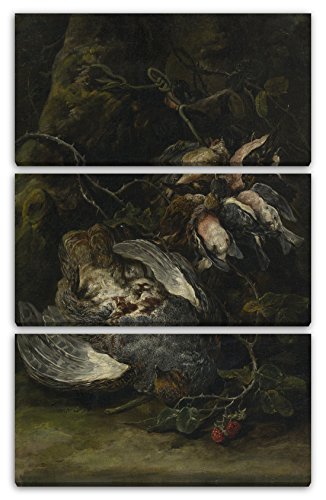 Printed Paintings Impresión sobre Lienzo 3 Partes(80x120cm): Jan Fyt - Una Perdiz y Aves de Peque