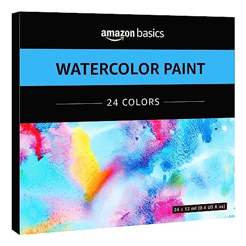 Amazon Basics Acuarelas en tubo, 24 colores surtidos