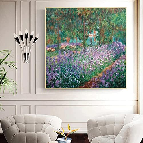 SDVIB Claude Monet el jardín de artistas en Giverny lienzo pintura carteles e impresiones arte de pared imagen para decoración para sala de estar 85x85cm sin marco