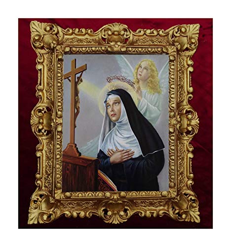 Lnxp Cuadro con marco de Madonna Santa Rita da Cascia icono antiguo barroco 45 x 38 cm