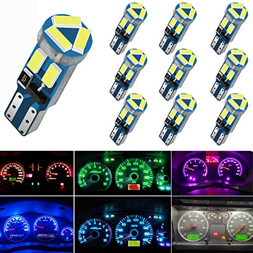 10 bombillas T5 LED, para cuadro de instrumentos, base tipo cuña, con conector por bloqueo, 74 70 37 17 2721 PC74 PC37, para Interior de Coche, panel de indicadores, panel de instrumentos ( Verde)